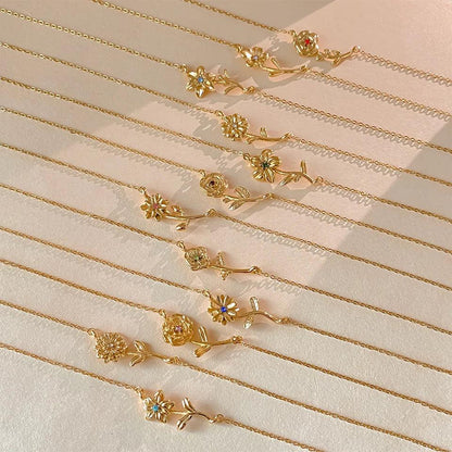 [ElanLuxe]Maribelle Birth Flower Gold Necklace