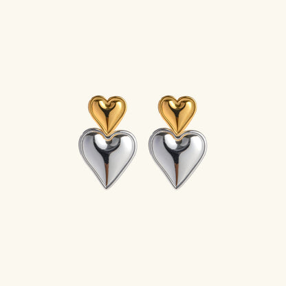 [ElanLuxe]Zofia Two Tone Heart Earrings