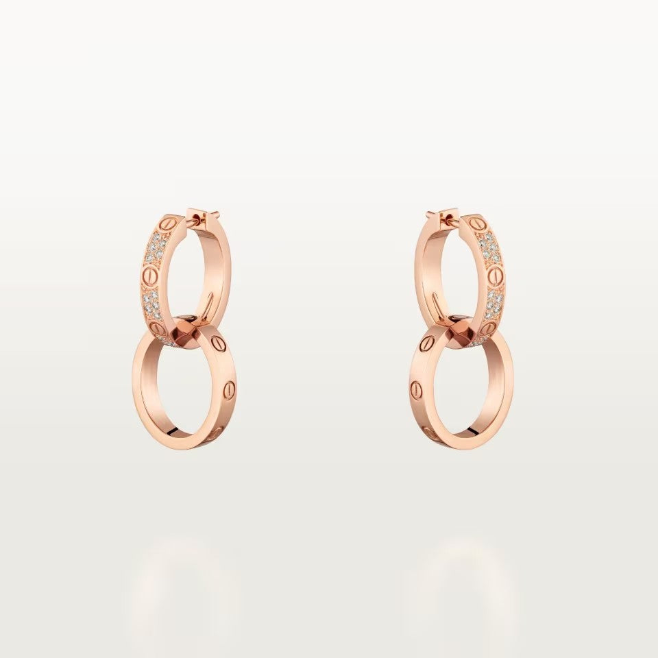 [ElanLuxe Jewelry]LOVE 3.3MM DANGLE HALF DIAMOND EARRINGS
