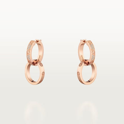 [ElanLuxe Jewelry]LOVE 3.3MM DANGLE HALF DIAMOND EARRINGS