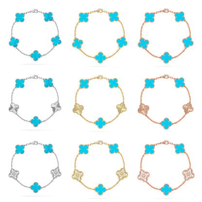 [ElanLuxe Jewelry] CLOVER 5 MOTIF TURQUOISE BRACELET COLLECTION