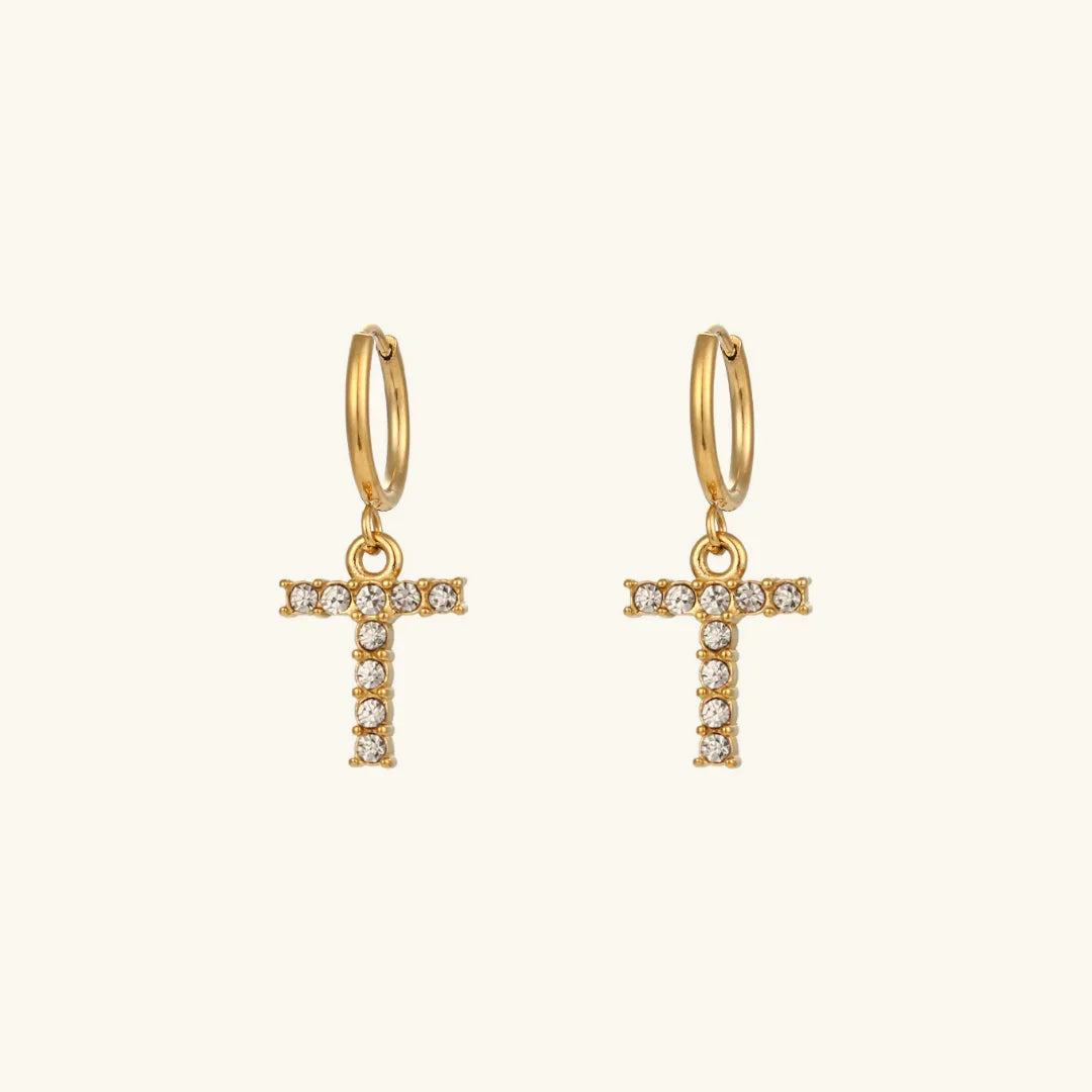 [ElanLuxe]Wilhemina Initial Letter Earrings