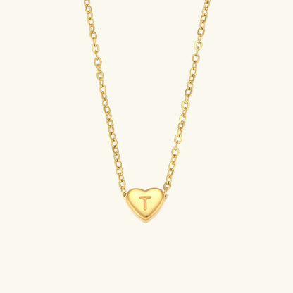 [ElanLuxe]Heart Initial Gold Necklace