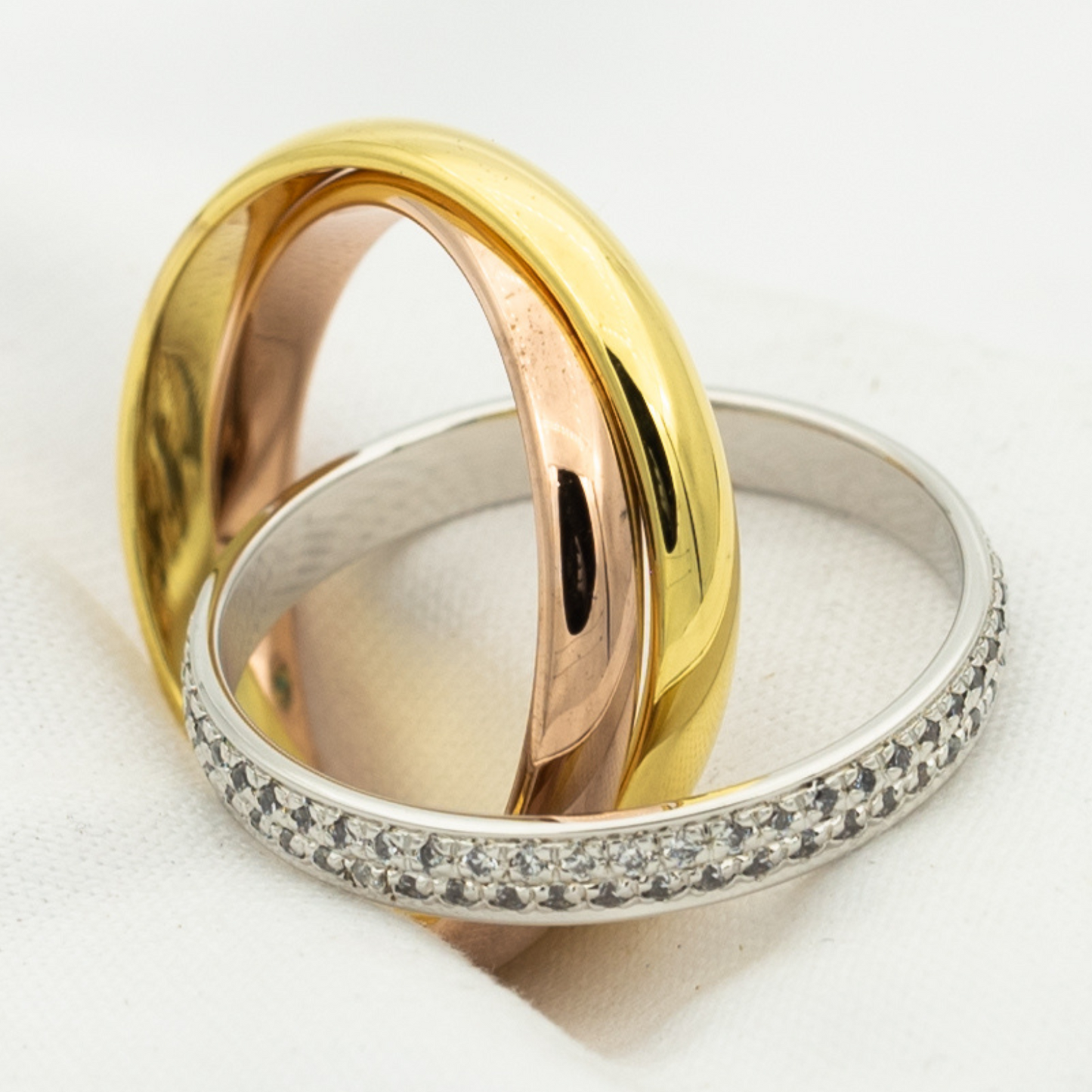 [ElanLuxe Jewelry]TRINITY RING GOLD PINK GOLD SILVER DIAMONDS