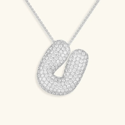 [ElanLuxe]Bubble Initial Diamond Necklace