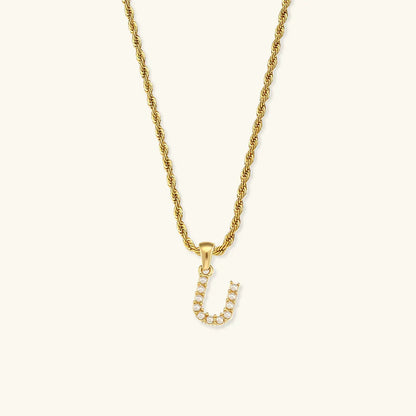 [ElanLuxe]Elodie Initial Letter Pearl Necklace