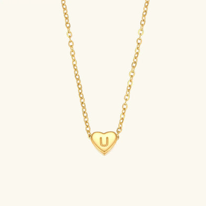 [ElanLuxe]Heart Initial Gold Necklace