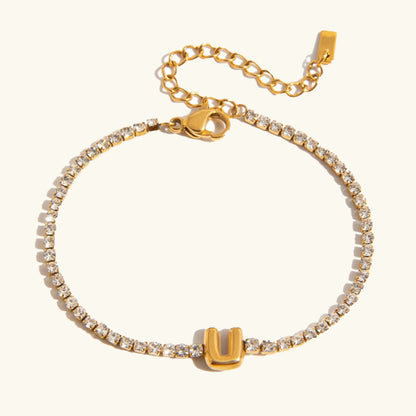 [ElanLuxe]Avaria Bubble Letter Tennis Bracelet