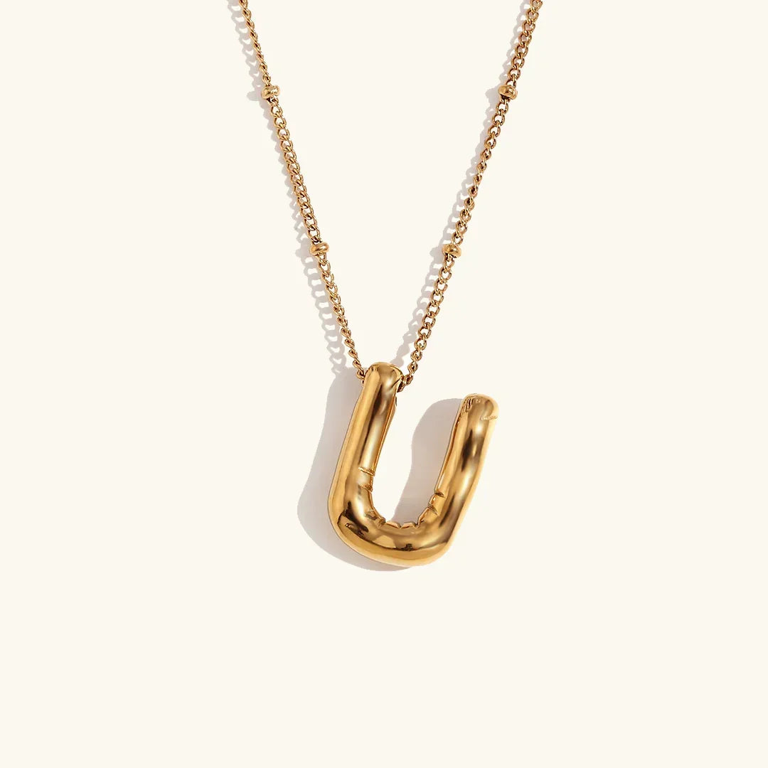 [ElanLuxe]Balloon Gold Initial Necklace