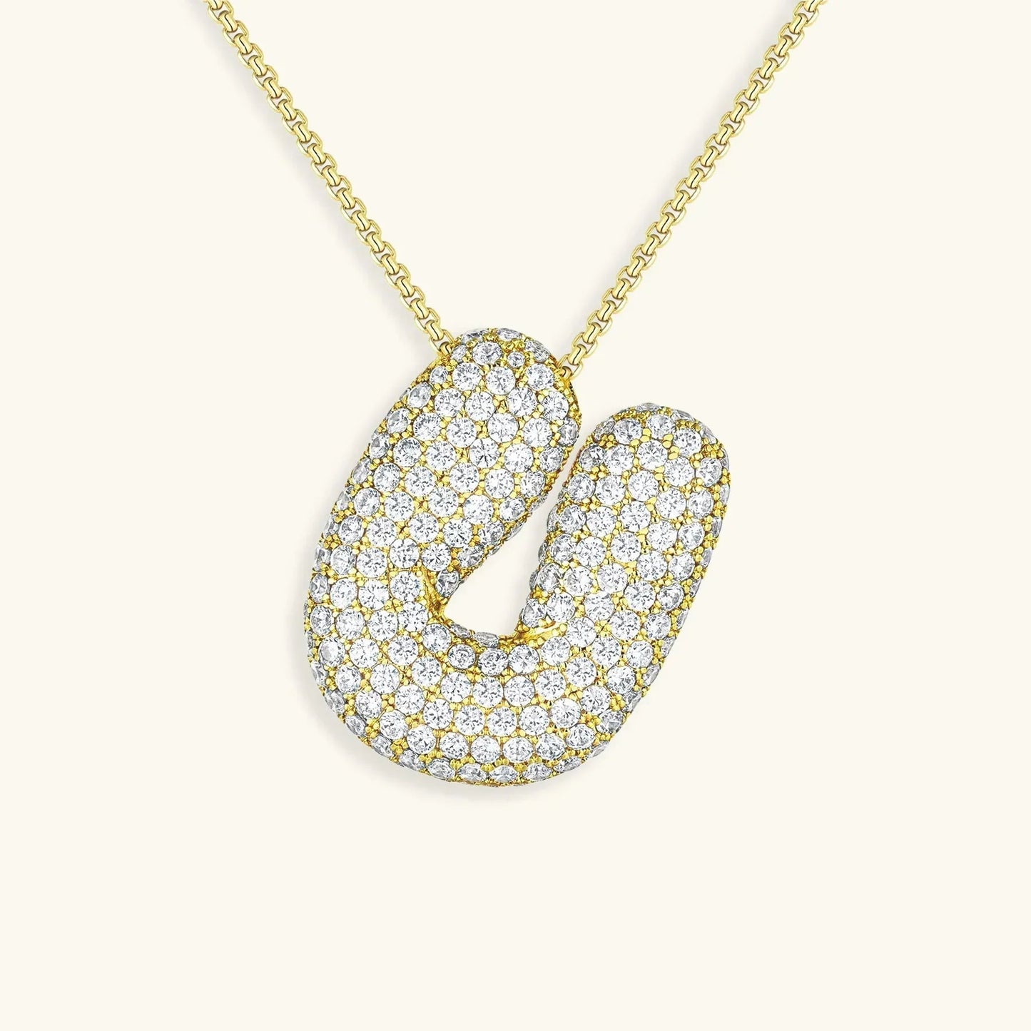 [ElanLuxe]Bubble Initial Diamond Necklace