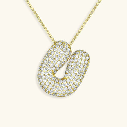 [ElanLuxe]Bubble Initial Diamond Necklace