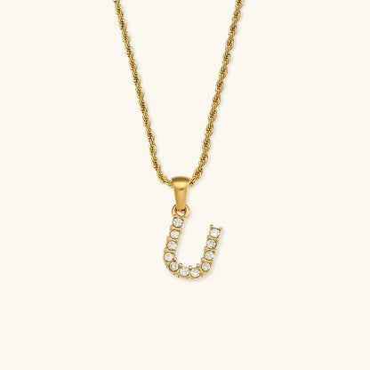 [ElanLuxe]Maeve Letter Initial Diamond Necklace