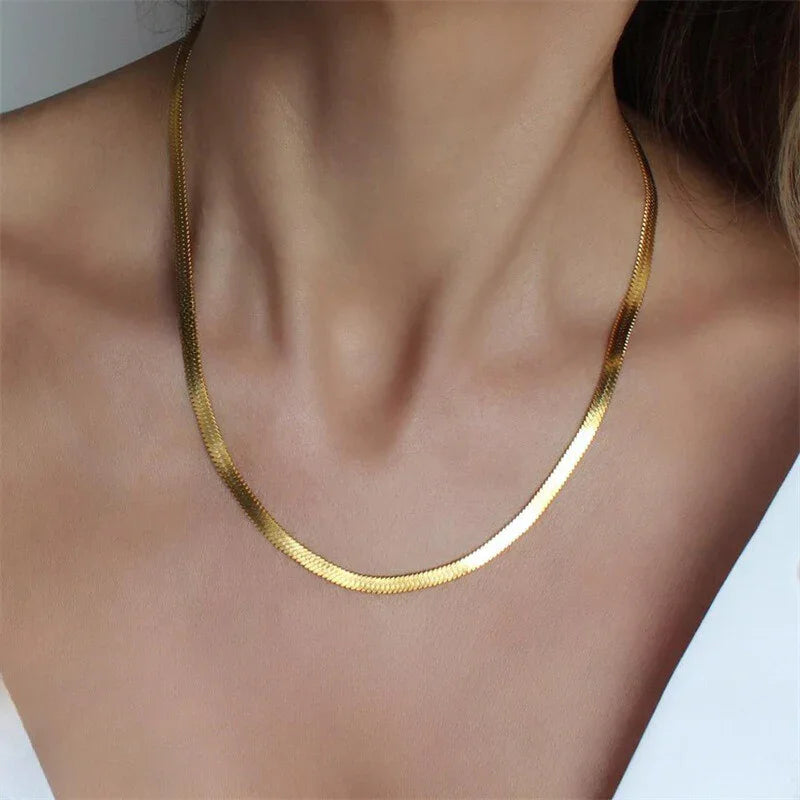 [ElanLuxe]Elizabeth Gold Herringbone Necklace