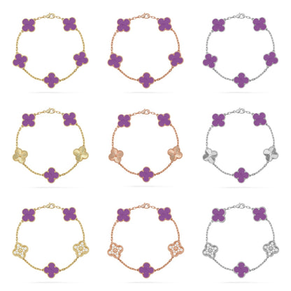 [ElanLuxe Jewelry] CLOVER 5 MOTIF VIOLET BRACELET COLLECTION