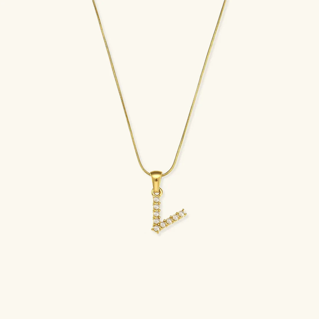 [ElanLuxe]Augustine Initial Letter Pearl Necklace