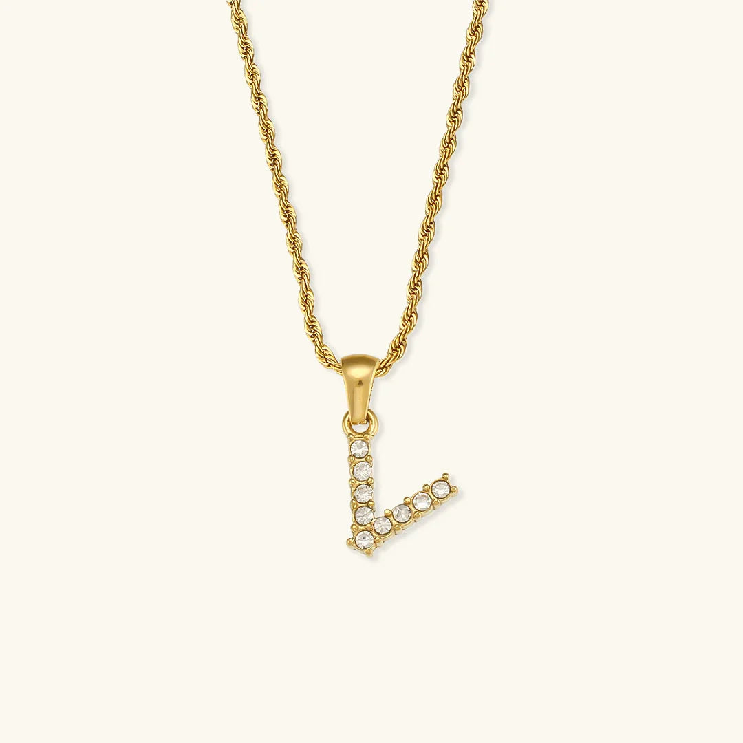 [ElanLuxe]Maeve Letter Initial Diamond Necklace