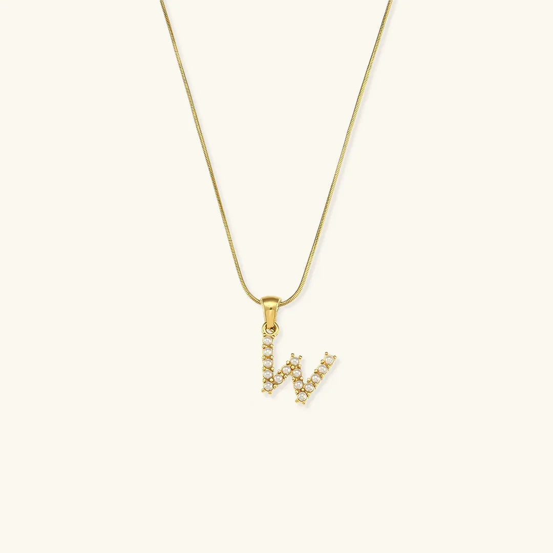[ElanLuxe]Augustine Initial Letter Pearl Necklace