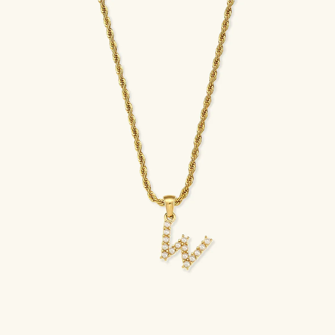 [ElanLuxe]Elodie Initial Letter Pearl Necklace
