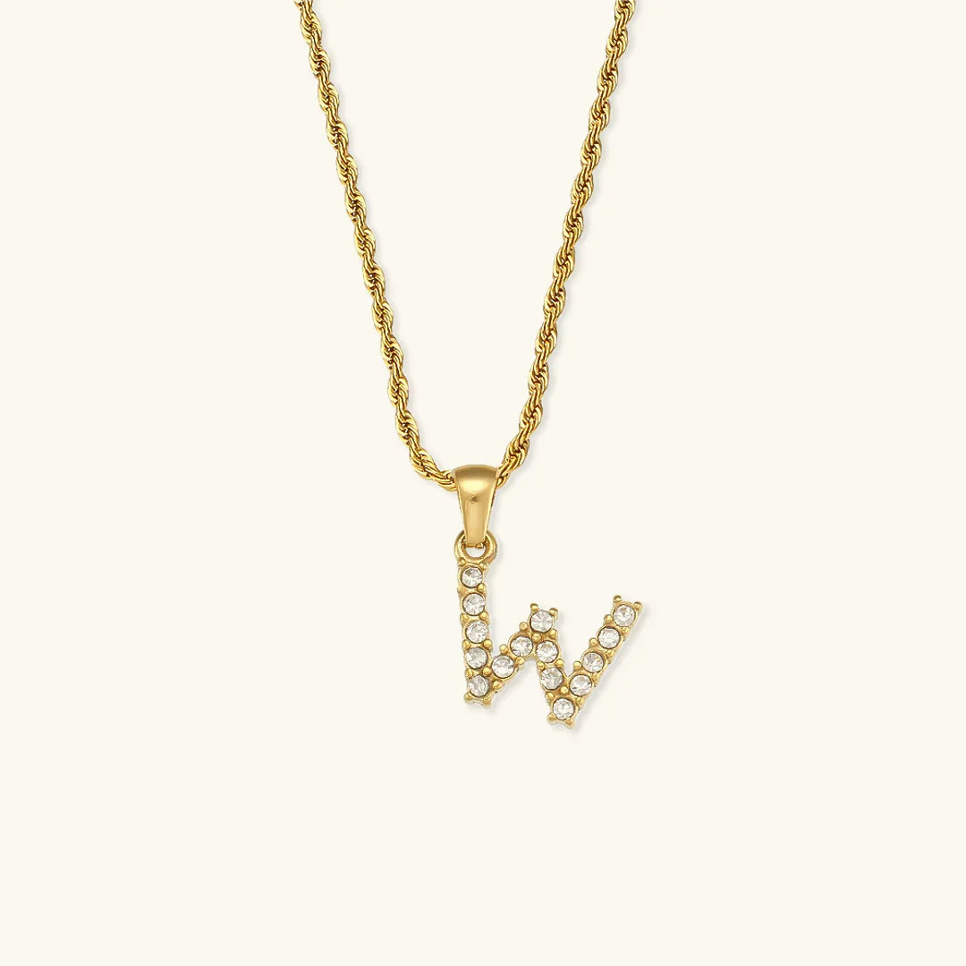 [ElanLuxe]Maeve Letter Initial Diamond Necklace
