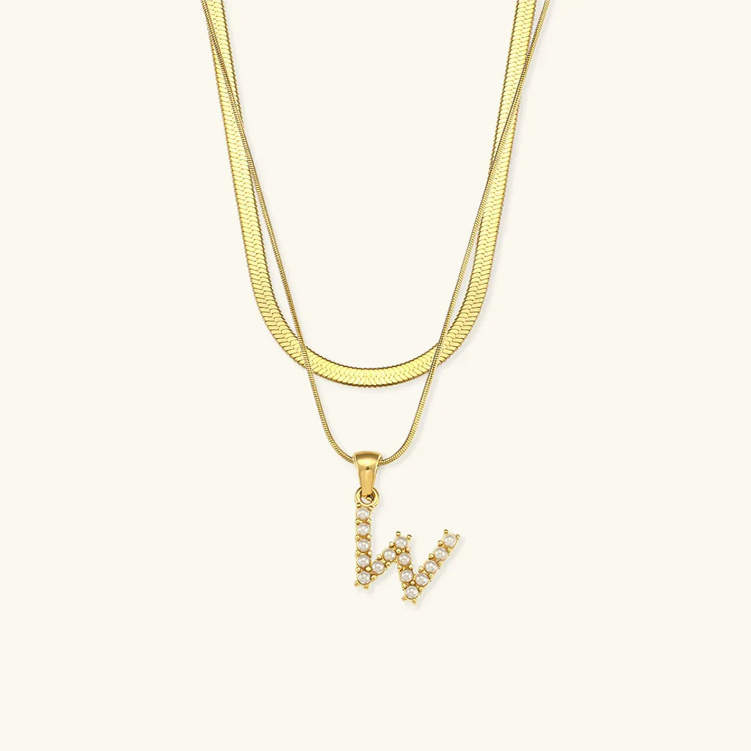 [ElanLuxe]Fiona Layered Gold Initial Letter Necklace