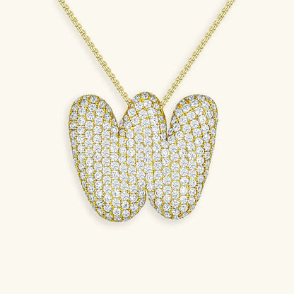 [ElanLuxe]Bubble Initial Diamond Necklace