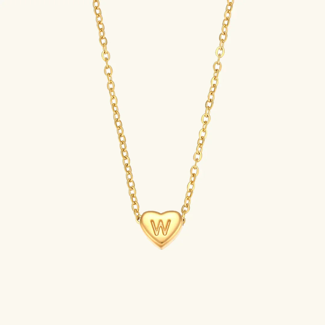 [ElanLuxe]Heart Initial Gold Necklace