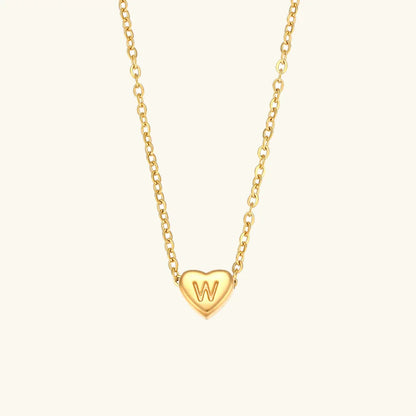 [ElanLuxe]Heart Initial Gold Necklace