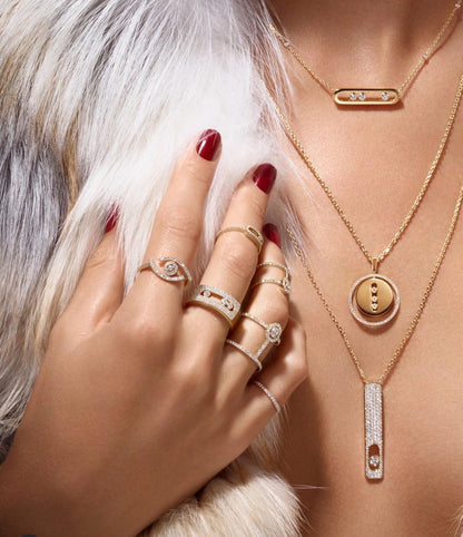 [ElanLuxe Jewelry]LUCKY MOVE PM NECKLACE PINK GOLD DIAMOND