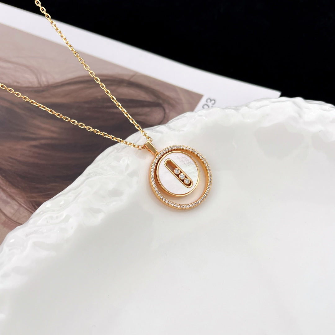 [ElanLuxe Jewelry]LUCKY MOVE MM NACRE BLANCHE DIAMOND NECKLACE