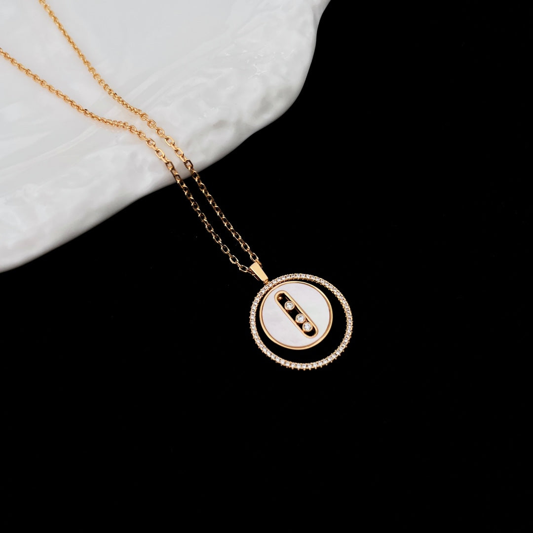 [ElanLuxe Jewelry]LUCKY MOVE MM NACRE BLANCHE DIAMOND NECKLACE