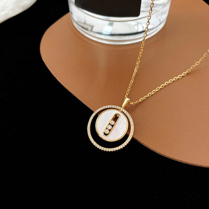 [ElanLuxe Jewelry]LUCKY MOVE MM NACRE BLANCHE DIAMOND NECKLACE