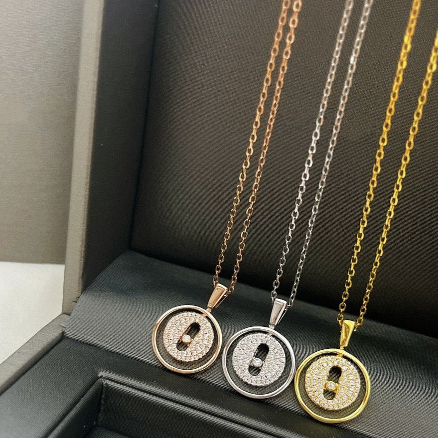 [ElanLuxe Jewelry]LUCKY MOVER PM PAVED NECKLACE
