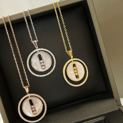 [ElanLuxe Jewelry]LUCKY MOVE MM NACRE BLANCHE DIAMOND NECKLACE