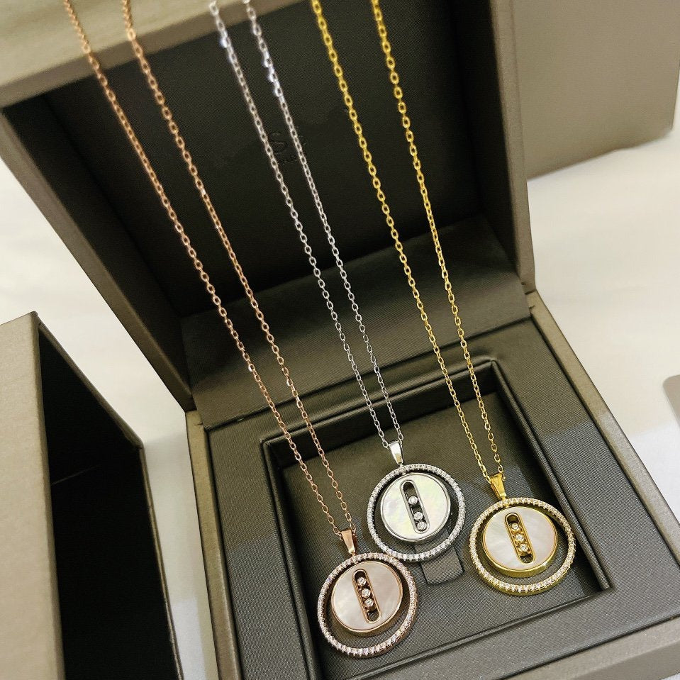 [ElanLuxe Jewelry]LUCKY MOVE MM NACRE BLANCHE DIAMOND NECKLACE