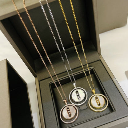 [ElanLuxe Jewelry]LUCKY MOVE MM NACRE BLANCHE DIAMOND NECKLACE