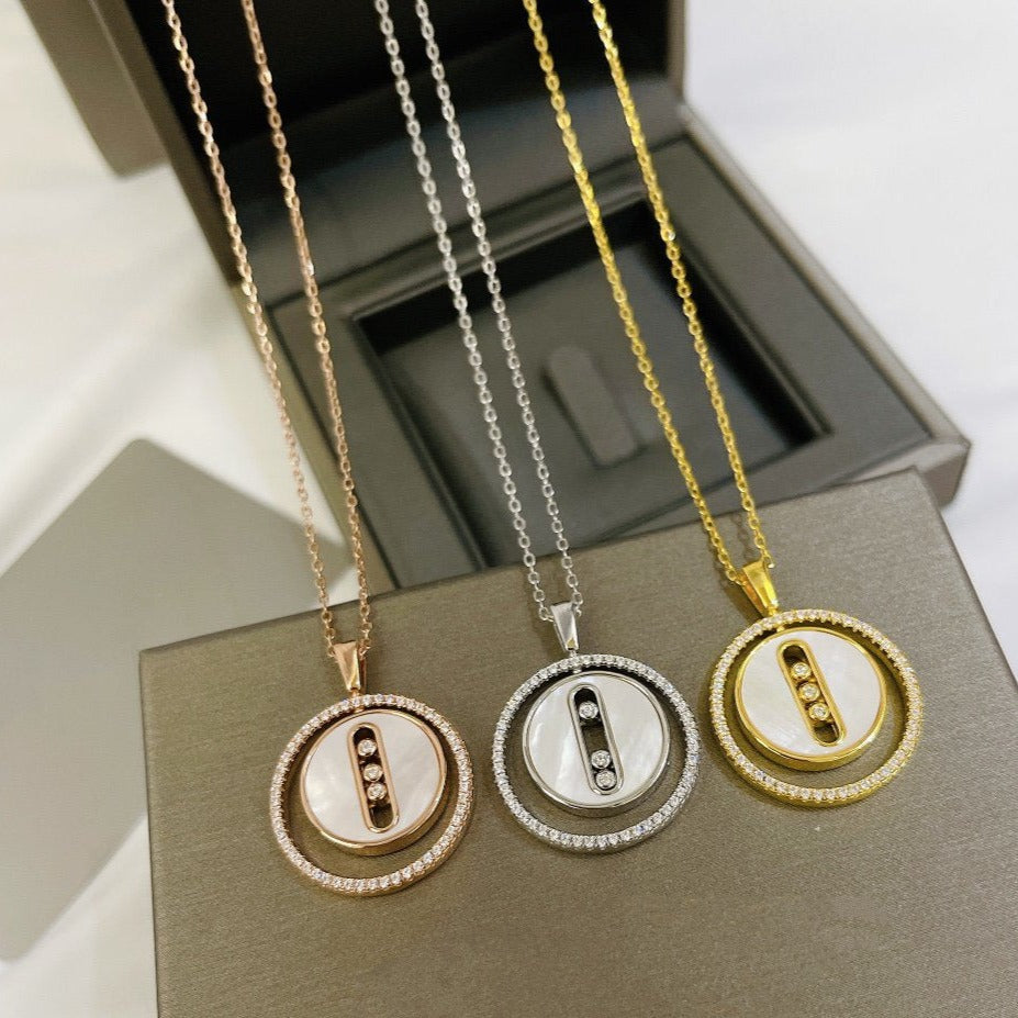 [ElanLuxe Jewelry]LUCKY MOVE MM NACRE BLANCHE DIAMOND NECKLACE