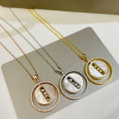 [ElanLuxe Jewelry]LUCKY MOVE MM NACRE BLANCHE DIAMOND NECKLACE