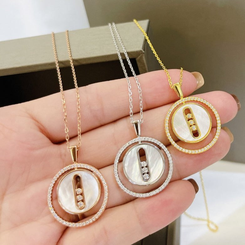 [ElanLuxe Jewelry]LUCKY MOVE MM NACRE BLANCHE DIAMOND NECKLACE