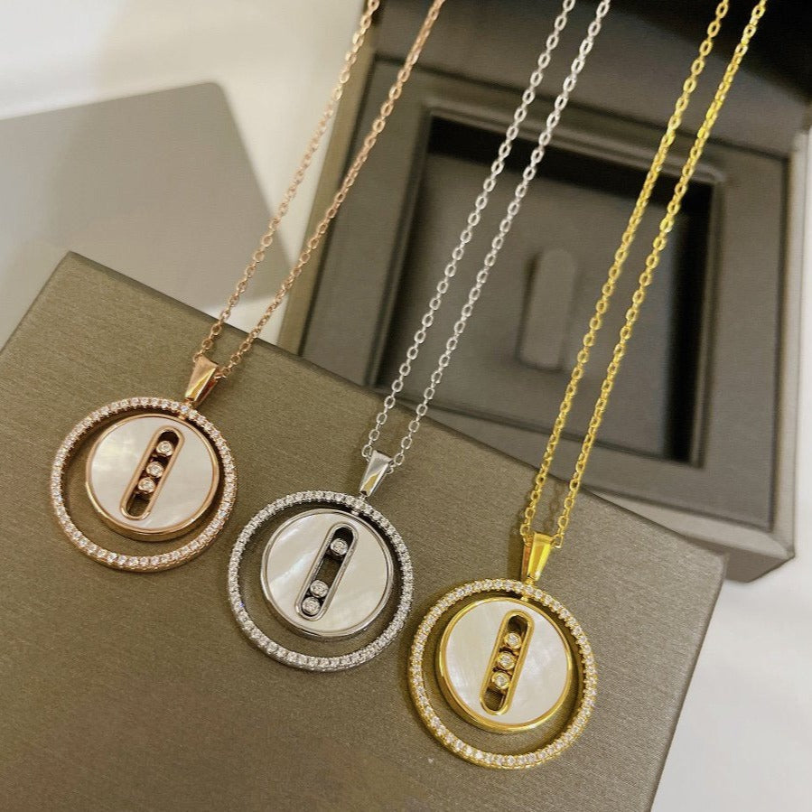 [ElanLuxe Jewelry]LUCKY MOVE MM NACRE BLANCHE DIAMOND NECKLACE