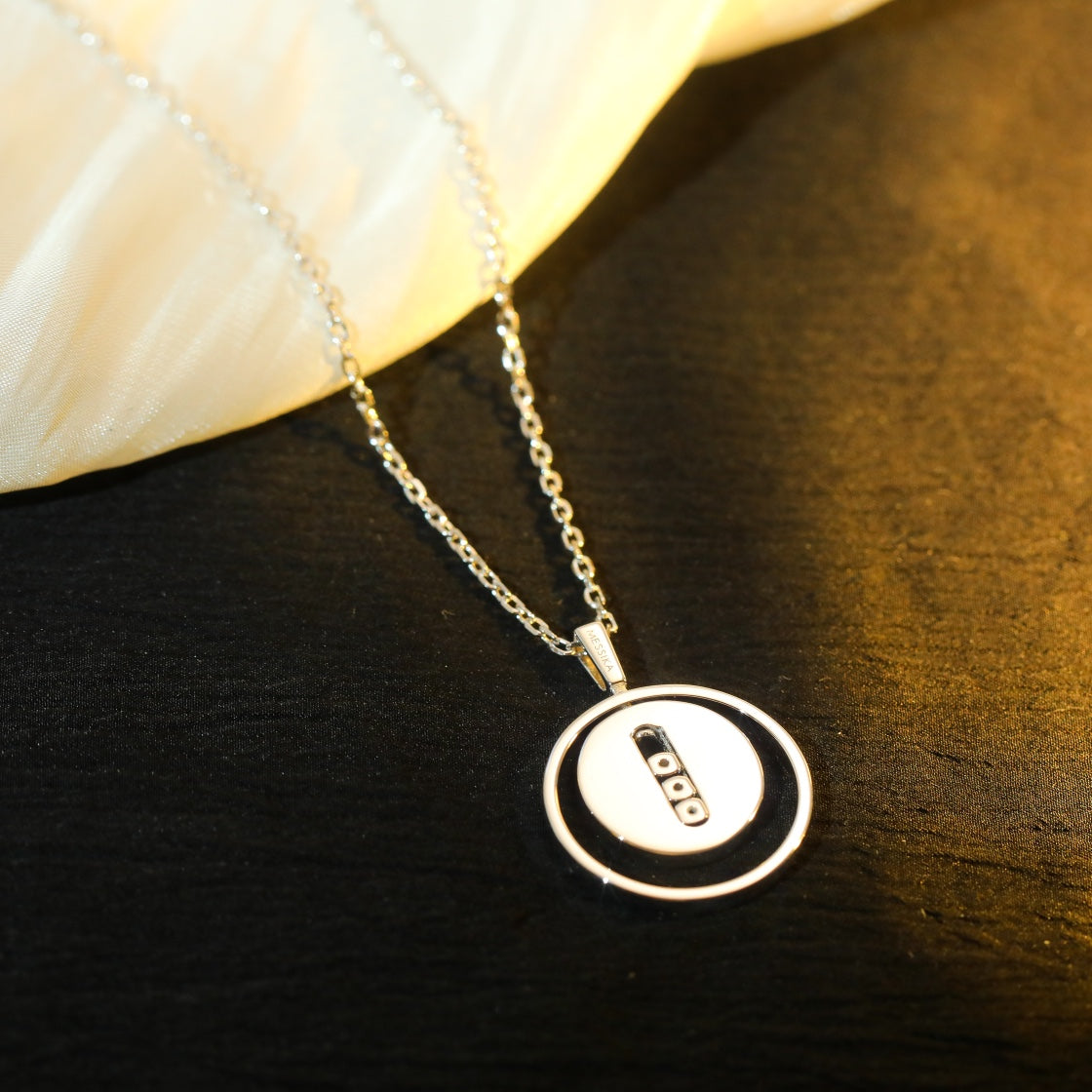 [ElanLuxe Jewelry]LUCKY MOVE MM SILVER DIAMOND NECKLACE