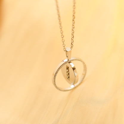 [ElanLuxe Jewelry]LUCKY MOVE MM SILVER DIAMOND NECKLACE