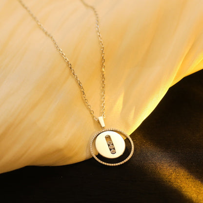 [ElanLuxe Jewelry]LUCKY MOVE MM SILVER DIAMOND NECKLACE