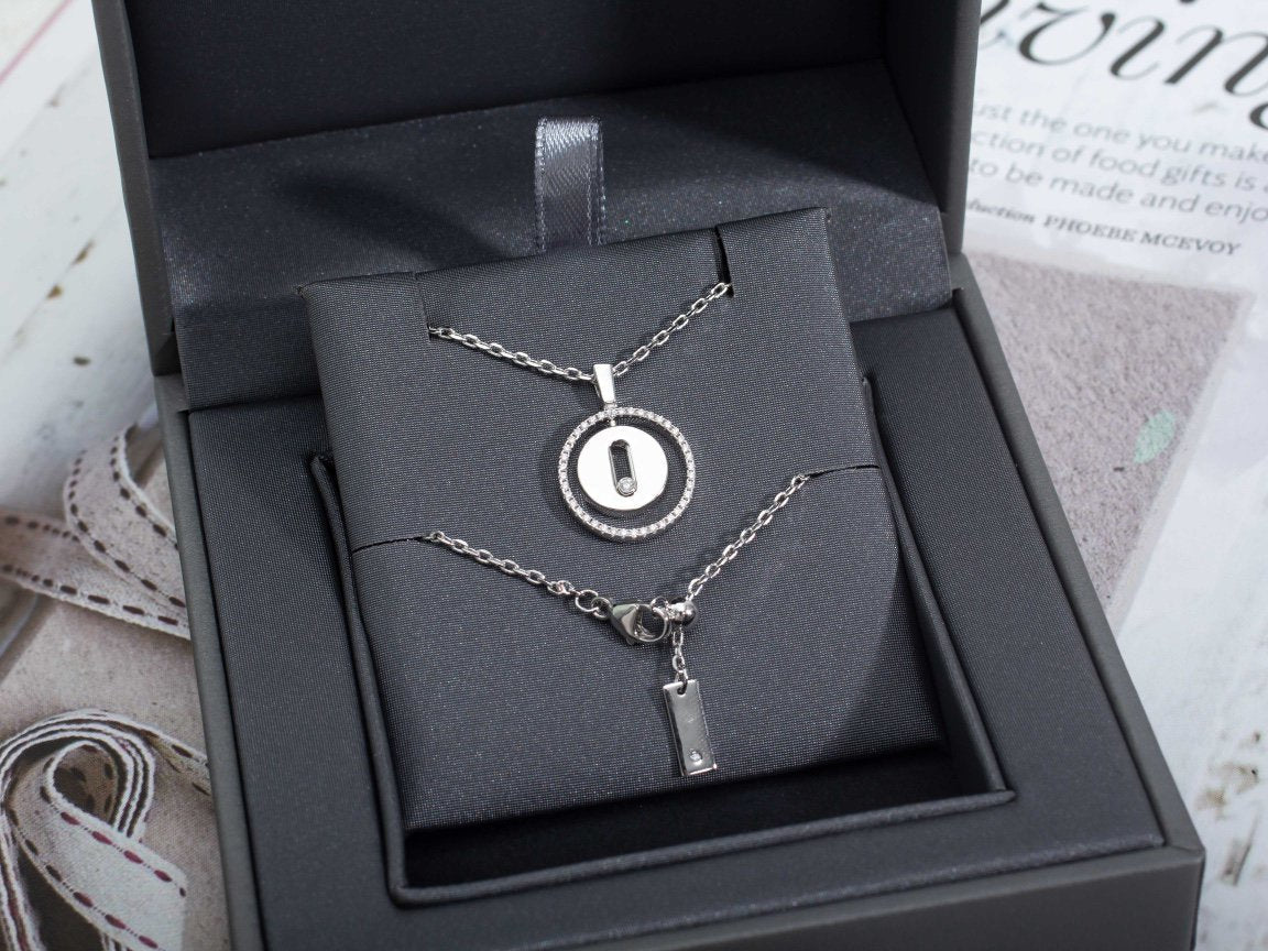 [ElanLuxe Jewelry]LUCKY MOVE PM NECKLACE SILVER DIAMOND