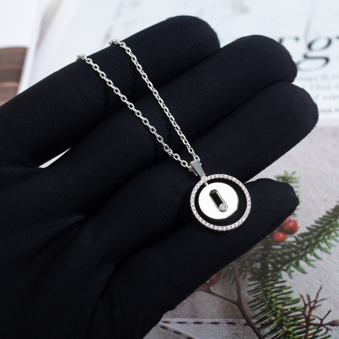 [ElanLuxe Jewelry]LUCKY MOVE PM NECKLACE SILVER DIAMOND