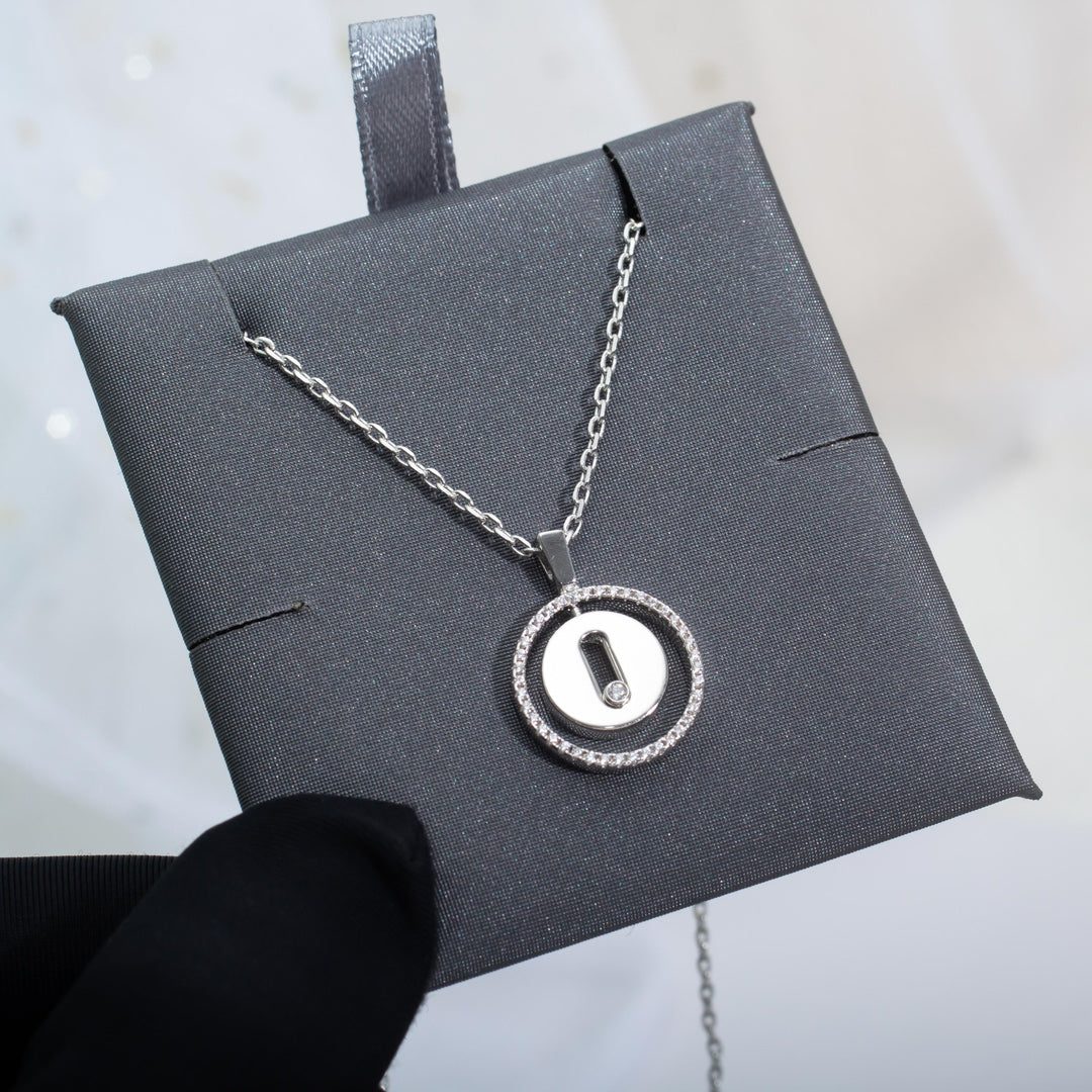 [ElanLuxe Jewelry]LUCKY MOVE PM NECKLACE SILVER DIAMOND