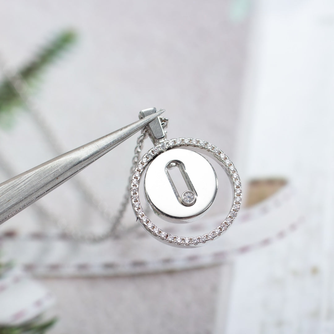 [ElanLuxe Jewelry]LUCKY MOVE PM NECKLACE SILVER DIAMOND