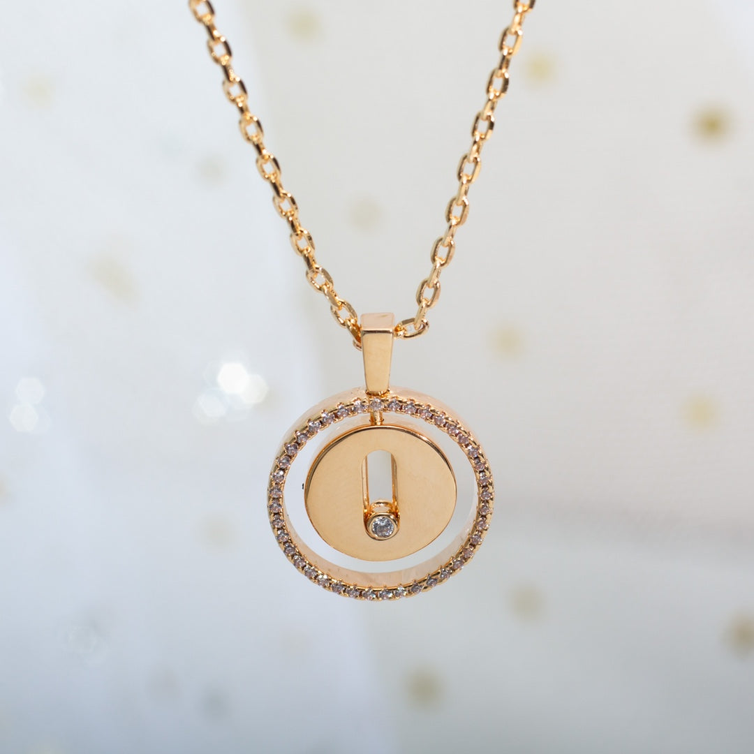 [ElanLuxe Jewelry]LUCKY MOVE PM NECKLACE PINK GOLD DIAMOND