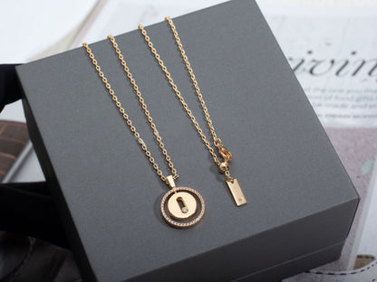 [ElanLuxe Jewelry]LUCKY MOVE PM NECKLACE PINK GOLD DIAMOND