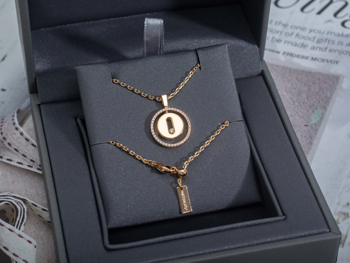 [ElanLuxe Jewelry]LUCKY MOVE PM NECKLACE PINK GOLD DIAMOND