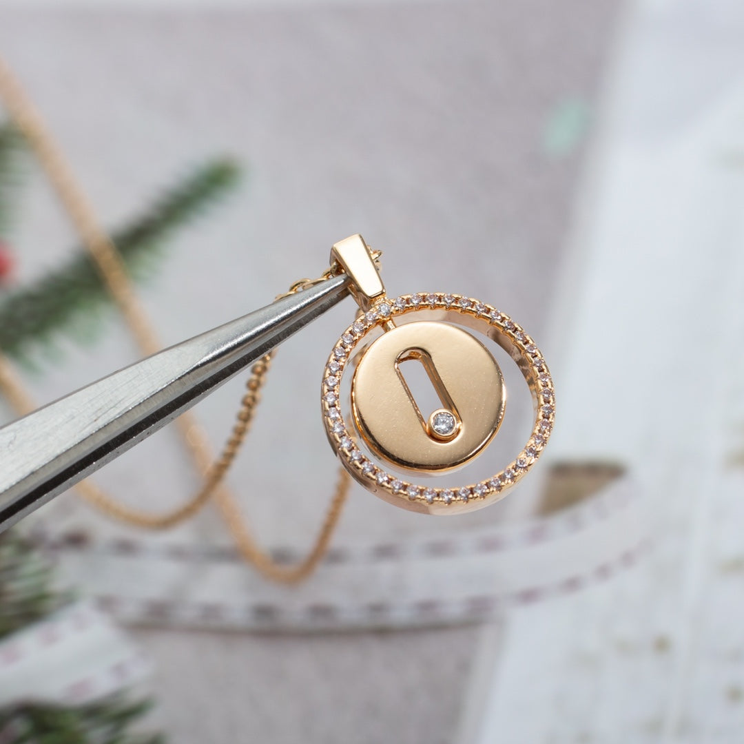 [ElanLuxe Jewelry]LUCKY MOVE PM NECKLACE PINK GOLD DIAMOND